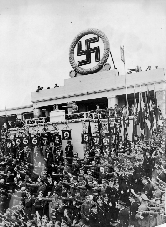 Adolf Hitler makes a speech at the Gauparteitag in Weimar